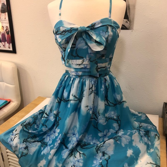 💙☁️Clara Flare Dress with Bow Tie Blue☁️💙 - Picture 7 of 12